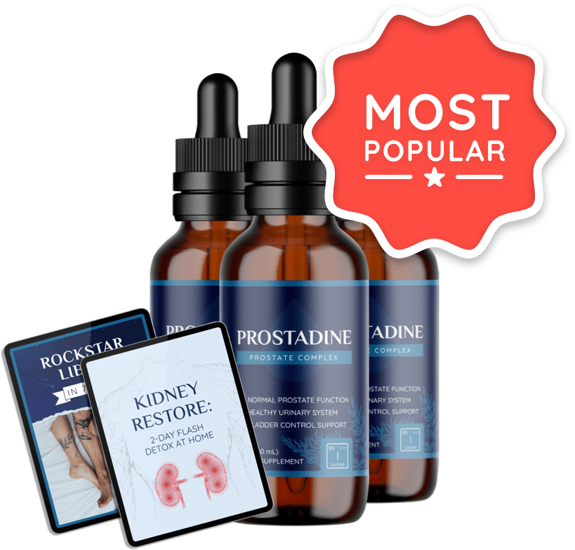"Best Seller" promotional kit containing three bottles of the Prostadine supplement, ideal for a 90-day prostate treatment.